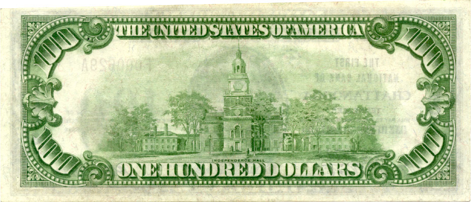 $100 1st NB Chattanooga Ch1606 1929 T-1 back